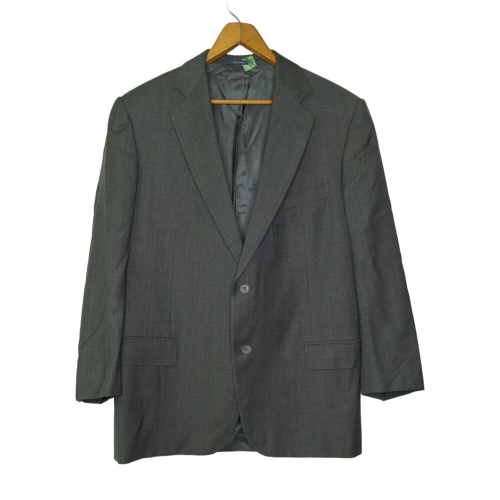 VTG Ermenegildo Zegna 100% Wool Blazer Men's 43R Muted Green Red Lines Work